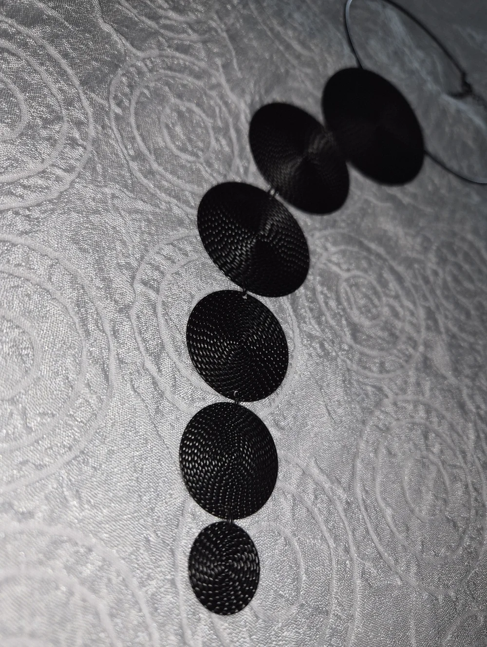 Modern Disc Statement Necklace ▪︎ 6 Tier ▪︎ Onyx ▪︎ Long Drop 14.5" - Picture 5 of 16